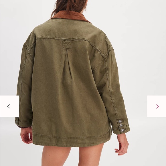Free People We The Free Denim Barn Coat Deep Green XS NWT - Picture 2 of 6